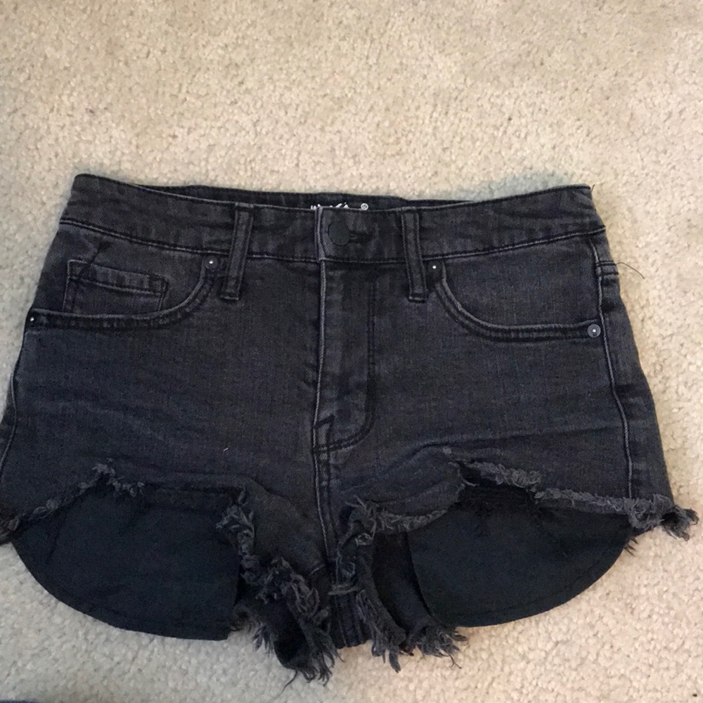 Black, high rise jean shorts from Target